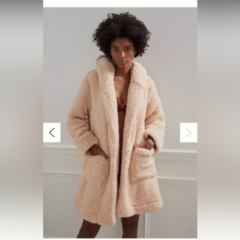 Anthropologie Cream Teddy Jacket Robe Size Medium